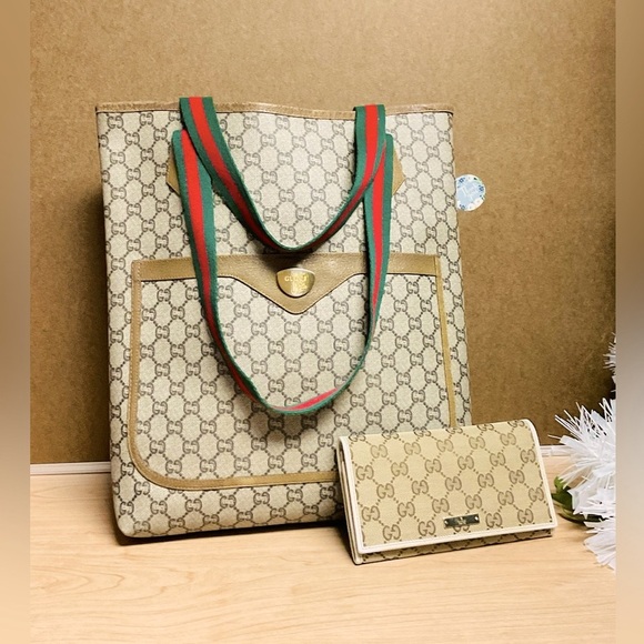 ✅ AUTHENTIC GUCCI SHERRYLINE TOTE+LONG WALLET - Picture 1 of 13